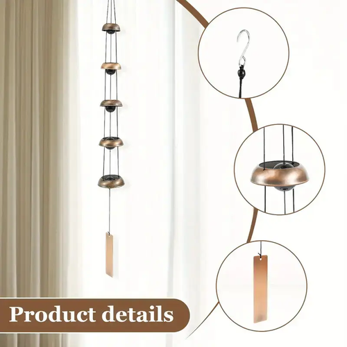 Metal Pagoda Wind Chimes - Copper Feng Shui Japanese-Style Hanging Bells, Outdoor Landscaping Decor for Garden, Patio, memorial wind chime Gift