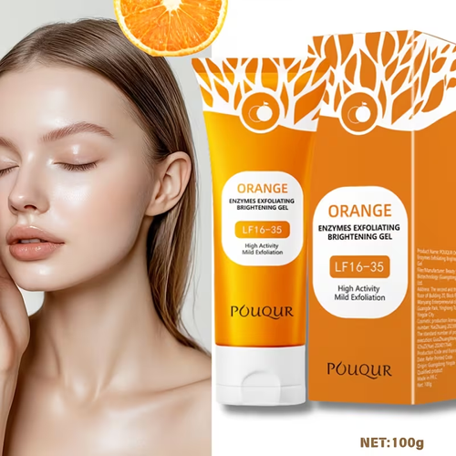 100g Orange Exfoliating Gel Face Body Scrub for Deep Cleansing Smoothing AlcoholFree, Daily Exfoliation, Unisex, All Light BeigeTypes