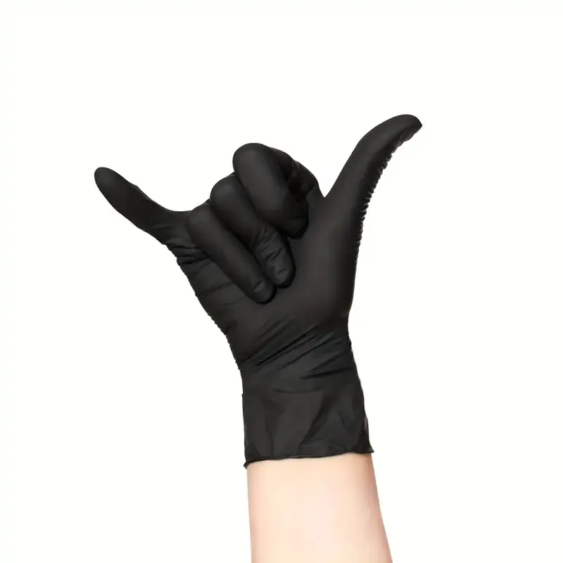 50pcs Black Disposable Pure Nitrile Gloves