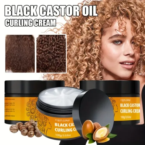 3pcs 100g Black Castor Oil Curling Cream With Avocado & Coconut