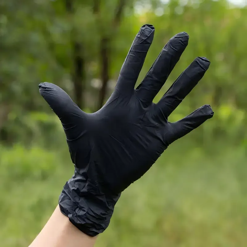 50pcs Black Disposable Pure Nitrile Gloves