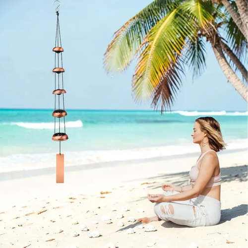 Metal Pagoda Wind Chimes - Copper Feng Shui Japanese-Style Hanging Bells, Outdoor Landscaping Decor for Garden, Patio, memorial wind chime Gift