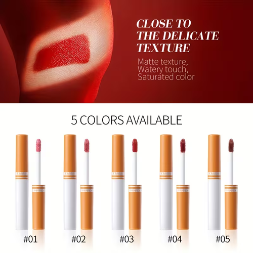 5pcs Clubday Matte Lip Glaze Box - Non-Drying Liquid Lipstick with Velvet Moisturizing Formula, -Lasting Hydration, Neutral & Rich Shades Suitable for Light Beige Types (5 Colors)