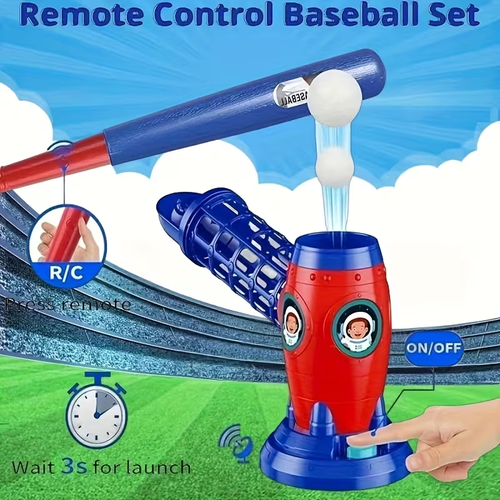 Fully automatic baseball pitching machine for kids, plastic baseball toy set (includes 5 balls), baseball training equipment—an ideal gift for birthdays and Christmas.