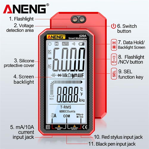 ANENG Digital Multimeter — High-Precision, Intelligent Anti-Burn Protection, Extra-Large Digital Display, Multifunctional, Fully Automatic
