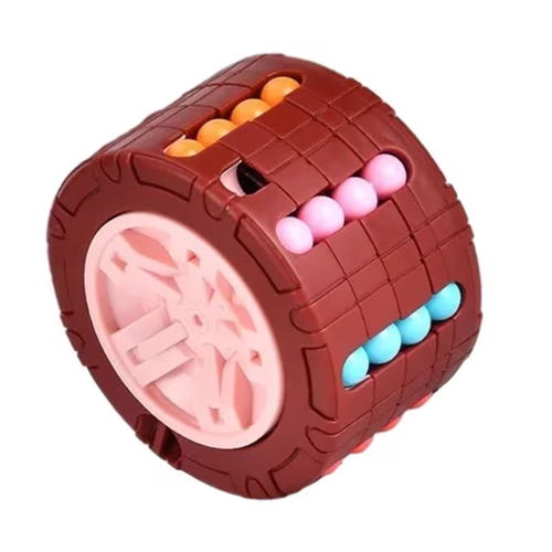 3D Cylinder Cube Toy Magical Bean Gyro Rotate Slide Puzzle Games Relieve Stress for Children Educational Toys (Red, Blue, Black)