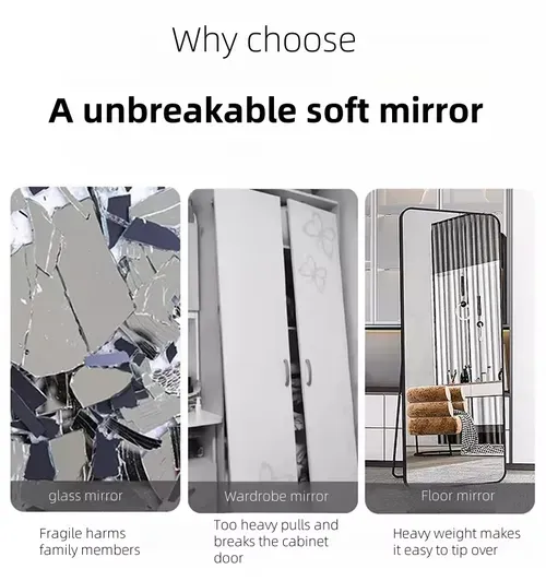 20*80cm Acrylic Flexible Mirror No Drill Installation