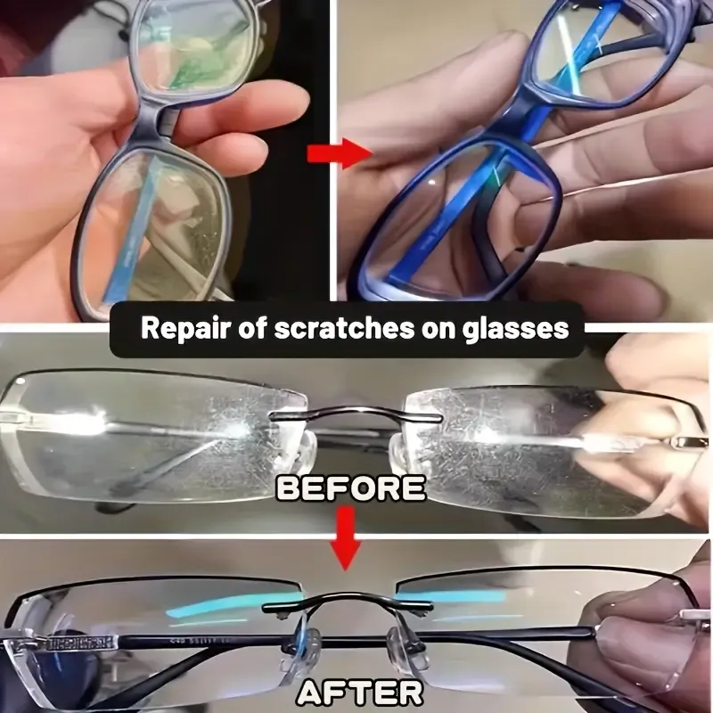 No-Polish Lens Repair Cream - Instant Scratch Remover for Eyeglasses, Spectacle Lenses and Prescription Lenses - Quick Repair with Sponge Applicator - No Abrasion Required, Restores Clarity and Prevents Future Scratches
