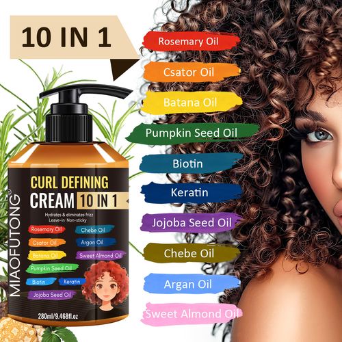 10-in-1 Curling Styling Cream: Hold, Hydration, Frizz Control, Curl Definition, and Elasticity Enhancer