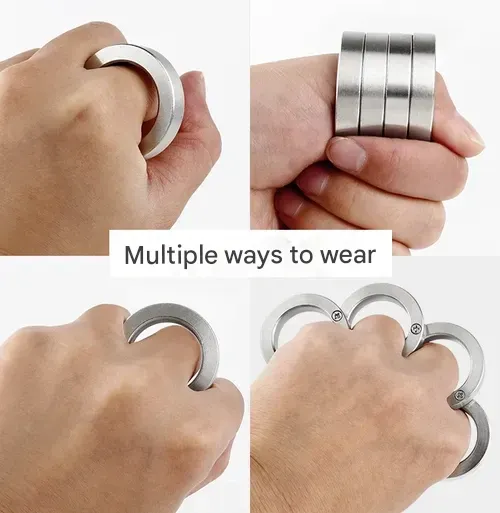 Ring self-defense tool portable foldable self-defense ring four-ring emergency survival window-breaking four-finger ring