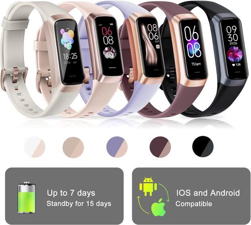 Fitness Tracker, Blood Pressure Watch with 24-7 Heart Rate, Step Counter for Walking, Step Trackers Activity Pedometer for Women Men Android iOS