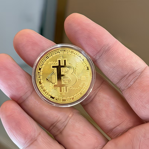 10pcs Bitcoin Commemorative Coins, (10 Commemorative Coins +10 Storage Boxes), Dazzling Golden Glittering, Suitable for Coin Collection Hobbies, Home Office Decoration, Wall Decoration Coins, Simulation Collection Coins, Gifts, Handicraft Enthusiasts