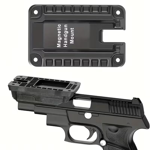 1pc Quick Draw Magnetic Gun Holder- Concealed Mount for Pistols, Rifles& Firearms- Black, Ambidextrous Design, Secure Magnetic Storage for Cars, Trucks, Walls, Desks& Indoor Use, Wallmounted Firearm Safe| Durable Polymer Construction, Pistol Holder