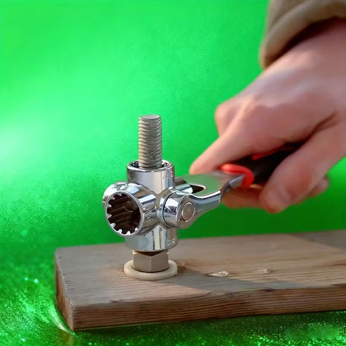 1-Pack Socket Wrench, 8-in-1 Multi-Function Box Wrench with Anti-Slip Handle, Multi-Head Rotary Repair Tool for Car Tire Removal