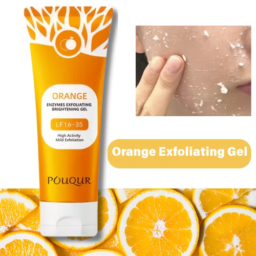 100g Orange Exfoliating Gel Face Body Scrub for Deep Cleansing Smoothing AlcoholFree, Daily Exfoliation, Unisex, All Light BeigeTypes