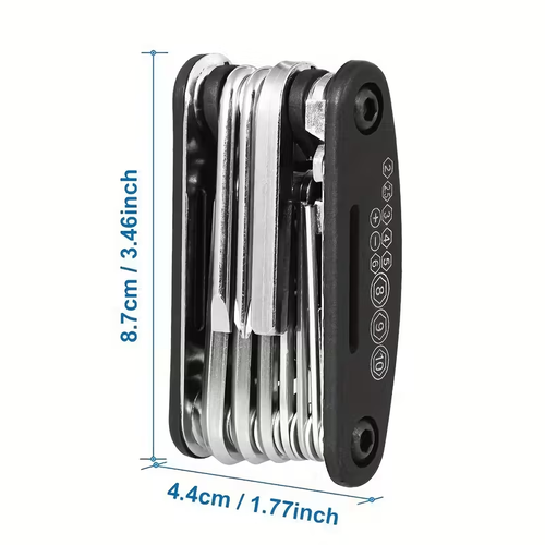 16-in-One Multi-Functional Folding Bike Repair Tool Set - Durable Carbon Steel Material, Compact And Portable, Perfect for Road And Mountain Bicycles - Essential for Cyclists And Bike Enthusiasts