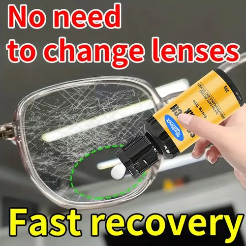 No-Polish Lens Repair Cream - Instant Scratch Remover for Eyeglasses, Spectacle Lenses and Prescription Lenses - Quick Repair with Sponge Applicator - No Abrasion Required, Restores Clarity and Prevents Future Scratches