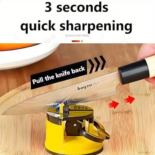 2Pcs-Hands-Free Knife Sharpener with Suction Cup - Portable Tungsten Carbide Quick Sharpening Tool, No Electricity Needed for Home, Camping & Hiking - Durable Metal Construction, Compact Design for Easy Storage, Camping Essentials, Sleek Metallic Finish, Sturdy Construction
