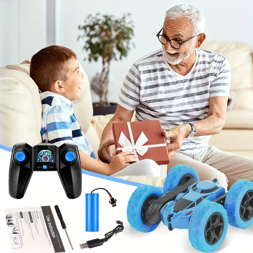 Remote Control Car, RC Toy Vehicle for Kids Ages 6-12 Years Old, 4WD Dual-Sided 360° Flip Stunt with 2.4GHz LED Lights and All-Terrain High Speed - Birthday Gift Idea or Holiday Present (Christmas Halloween Easter)