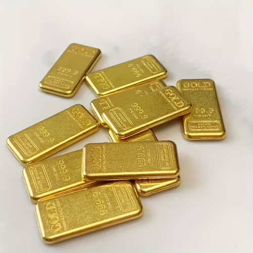 10pcs Faux Golden Bars - Elegant Metallic Finish, No Electricity Needed, for Home, Office, Party Decorations, Gift Displays - Durable Copper Alloy Construction - Perfect for Christmas, Halloween, Easter, Thanksgiving, Hanukkah - Luxury Tabletop Deco