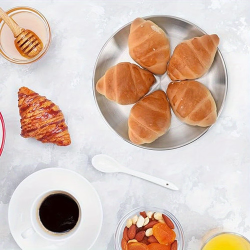 10pcs Stainless Steel Plates Set, Cake Dessert Plates, Matte Brushed Small Kitchen Dishes, Reusable Snacks Fruit Plates for Home, Restaurant, Party, Wedding, etc.,6.69inch