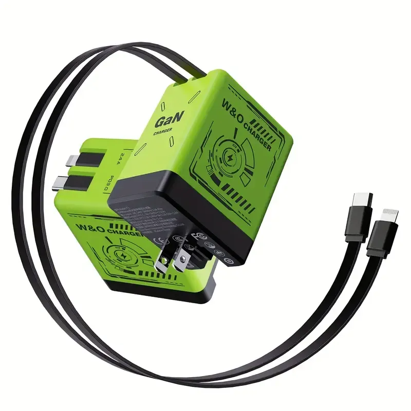 65W GaN Fast Charger With Retractable Cable _Foldable Plug, With Portable Retractable Charging Plug