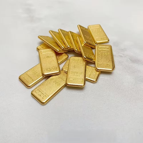 10pcs Faux Golden Bars - Elegant Metallic Finish, No Electricity Needed, for Home, Office, Party Decorations, Gift Displays - Durable Copper Alloy Construction - Perfect for Christmas, Halloween, Easter, Thanksgiving, Hanukkah - Luxury Tabletop Deco