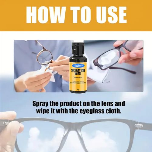 No-Polish Lens Repair Cream - Instant Scratch Remover for Eyeglasses, Spectacle Lenses and Prescription Lenses - Quick Repair with Sponge Applicator - No Abrasion Required, Restores Clarity and Prevents Future Scratches
