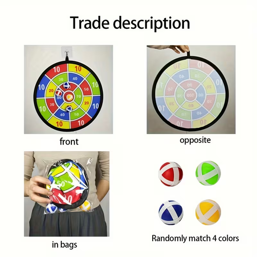 6pcs Sticky Ball Dartboard Set (Random Sticky Ball Colors) Indoor Outdoor Toy Parent- Interaction Birthday Gift Party Game Supplies