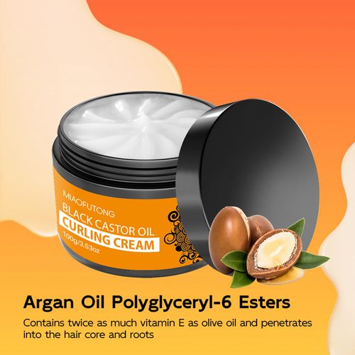 3pcs 100g Black Castor Oil Curling Cream With Avocado & Coconut