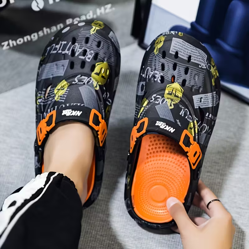 Men's Fashion Thick-Sole EVA Shoes, New Design - Slip-On, Breathable Clogs with Soft Insole, Suitable for Outdoor Comfort, Thick-Sole Shoes
