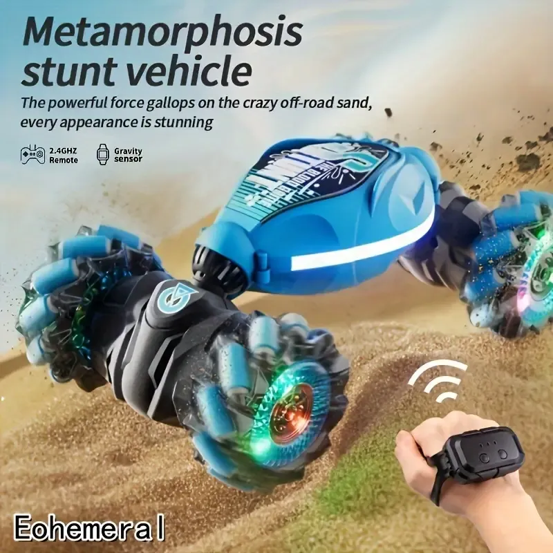 2.4G Remote Control Deformable 360 Degree Rotation Four-Wheel Drive Eohemoral Stunt Off-Road Vehicle Toy for Halloween, Christmas Gift