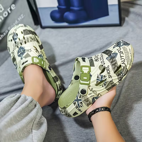 Men's Fashion Thick-Sole EVA Shoes, New Design - Slip-On, Breathable Clogs with Soft Insole, Suitable for Outdoor Comfort, Thick-Sole Shoes