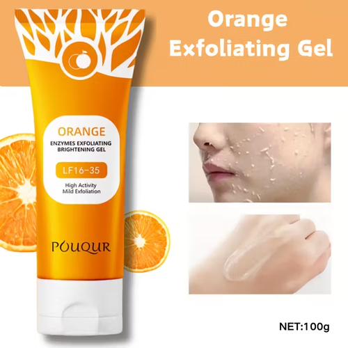 100g Orange Exfoliating Gel Face Body Scrub for Deep Cleansing Smoothing AlcoholFree, Daily Exfoliation, Unisex, All Light BeigeTypes