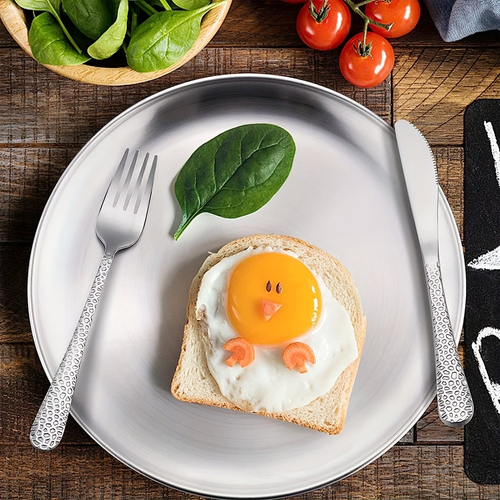 10pcs Stainless Steel Plates Set, Cake Dessert Plates, Matte Brushed Small Kitchen Dishes, Reusable Snacks Fruit Plates for Home, Restaurant, Party, Wedding, etc.,6.69inch