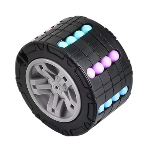 3D Cylinder Cube Toy Magical Bean Gyro Rotate Slide Puzzle Games Relieve Stress for Children Educational Toys (Red, Blue, Black)