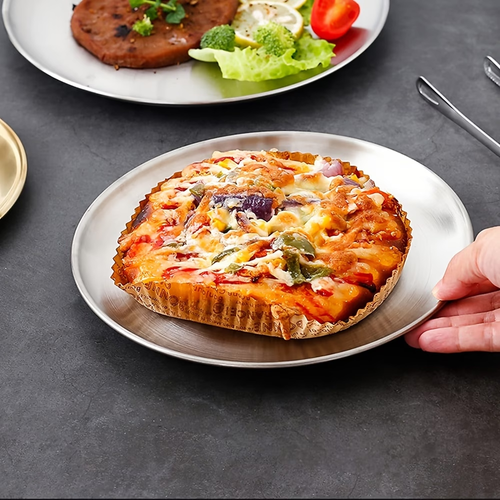 10pcs Stainless Steel Plates Set, Cake Dessert Plates, Matte Brushed Small Kitchen Dishes, Reusable Snacks Fruit Plates for Home, Restaurant, Party, Wedding, etc.,6.69inch