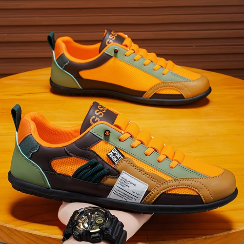 Retro-style Patterned Casual Men's Shoes, . Netted Fabric Construction for Breathability and Comfort. Trendy, Versatile, Low-cut Slip-on Sneakers Suitable for Daily Commuting, Sports