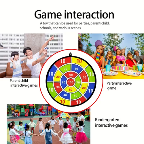 6pcs Sticky Ball Dartboard Set (Random Sticky Ball Colors) Indoor Outdoor Toy Parent- Interaction Birthday Gift Party Game Supplies