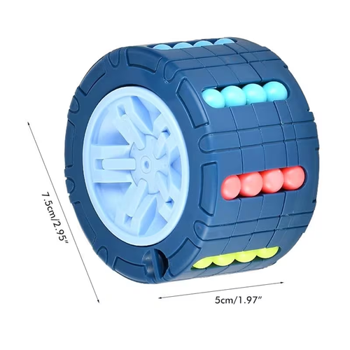 3D Cylinder Cube Toy Magical Bean Gyro Rotate Slide Puzzle Games Relieve Stress for Children Educational Toys (Red, Blue, Black)