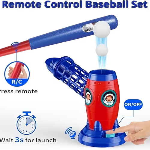 Fully automatic baseball pitching machine for kids, plastic baseball toy set (includes 5 balls), baseball training equipment—an ideal gift for birthdays and Christmas.