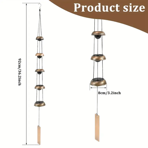 Metal Pagoda Wind Chimes - Copper Feng Shui Japanese-Style Hanging Bells, Outdoor Landscaping Decor for Garden, Patio, memorial wind chime Gift