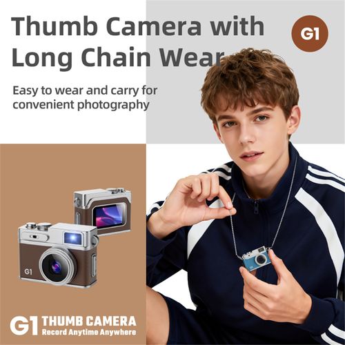 1080P FHD Mini Digital Camera, Wearable Thumb Camera with TFT LCD Screen, Auxiliary Fill Light, High-Speed Type-C Port, Portable Pocket Camera for Travel, Vlogging & Everyday Recording