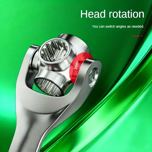 1-Pack Socket Wrench, 8-in-1 Multi-Function Box Wrench with Anti-Slip Handle, Multi-Head Rotary Repair Tool for Car Tire Removal