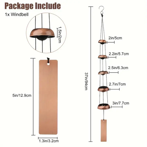 Metal Pagoda Wind Chimes - Copper Feng Shui Japanese-Style Hanging Bells, Outdoor Landscaping Decor for Garden, Patio, memorial wind chime Gift