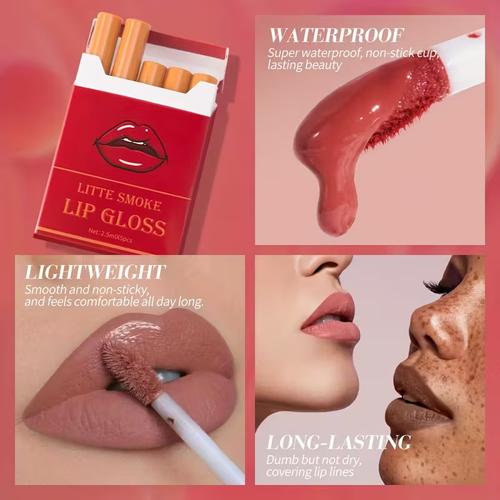 5pcs Clubday Matte Lip Glaze Box - Non-Drying Liquid Lipstick with Velvet Moisturizing Formula, -Lasting Hydration, Neutral & Rich Shades Suitable for Light Beige Types (5 Colors)