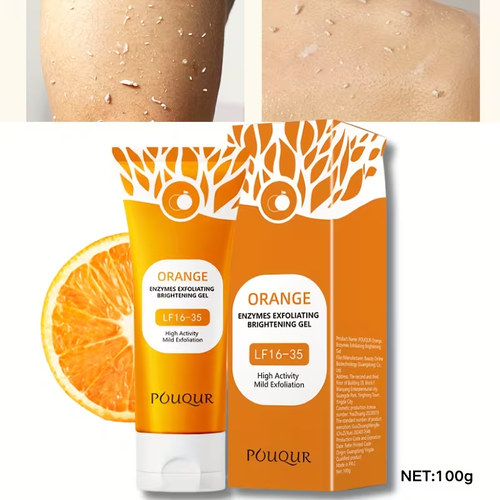 100g Orange Exfoliating Gel Face Body Scrub for Deep Cleansing Smoothing AlcoholFree, Daily Exfoliation, Unisex, All Light BeigeTypes