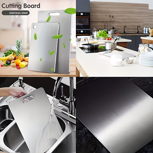 3pcs Stainless Steel Kitchen Plate Set, Durable, Easy to Clean, Multi-Size for Slicing Fruits, Vegetables, Meat and Bread with Food Contact Safe Slicing Plate for Kitchen and Restaurant.