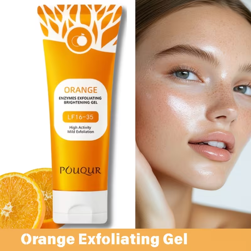 100g Orange Exfoliating Gel Face Body Scrub for Deep Cleansing Smoothing AlcoholFree, Daily Exfoliation, Unisex, All Light BeigeTypes