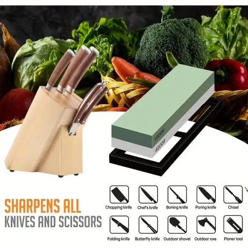 2pcs Manual Stone Knife Sharpening Set, 1000-4000 Grit, Durable Sharpening Tools for Kitchen Knives, No Electricity Needed